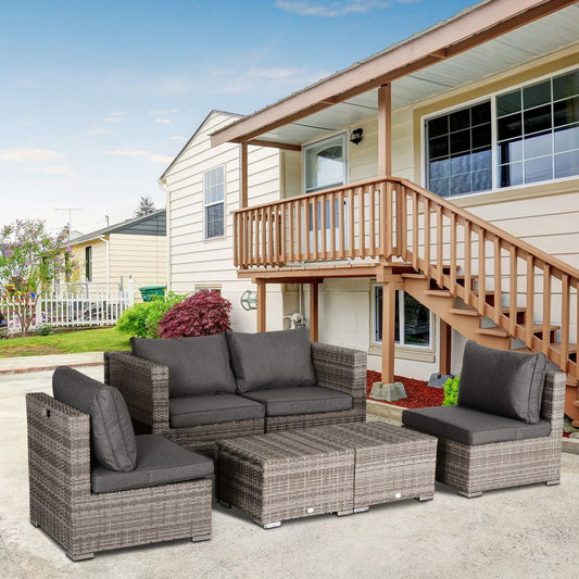 6-Seater Sofa & Coffee Table Rattan Outdoor Garden Furniture Set